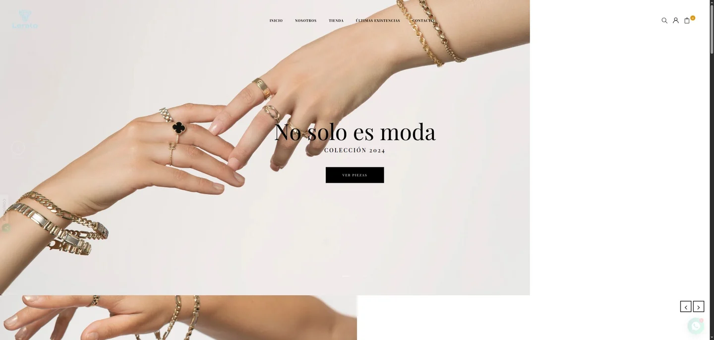 Inicio actual de Lerato con banner de joyería y navegación